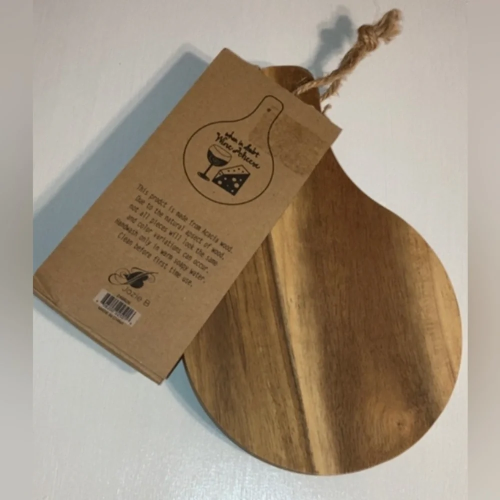 NEW JOZIE B WHEN IN DOUBT WINE AND CHEESE Acacia Wood Serving Board & Knife …